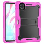 Per Xiaomi Pad 7 / 7 Pro Custodia antiurto in silicone ibrido per tablet PC con supporto (nero + rosso rosa)