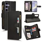 Per Samsung Galaxy S25 5G Custodia per telefono in pelle con cerniera e texture Litchi (nero)