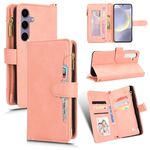 Per Samsung Galaxy S25+ 5G Custodia per telefono in pelle con cerniera e texture Litchi (rosa)