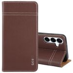Per Samsung Galaxy S25 5G GEBEI Custodia per telefono in pelle pieno fiore con flip orizzontale (marrone)