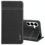 Per Samsung Galaxy S25 5G GEBEI Custodia per telefono in pelle pieno fiore con flip orizzontale (nero)