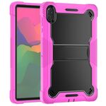 Custodia per tablet ibrida in silicone antiurto per Honor Pad X8a con supporto (nero + rosso rosa)