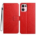 Per OPPO Reno13 Pro Custodia per telefono in pelle con stampa floreale globale (rosso)