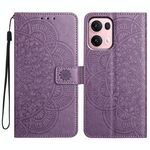 Per OPPO Reno13 Pro Custodia per telefono in pelle con stampa floreale globale (viola)