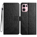 Per OPPO Reno13 Pro Custodia per telefono in pelle con stampa floreale globale (nero)