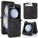 Per Samsung Galaxy Z Flip6 Custodia per telefono in pelle goffrata con motivo a farfalla orchidea (nero)