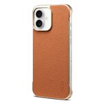 Per iPhone 16 Denior A20 Custodia per telefono senza cornice MagSafe in vera pelle Litchi Texture (marrone)