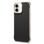 Per iPhone 16 Plus Denior A20 Custodia per telefono senza cornice MagSafe in vera pelle Litchi Texture (nero)