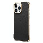 Per iPhone 16 Pro Max Denior A20 Custodia per telefono senza cornice MagSafe in vera pelle Litchi Texture (nero)