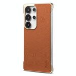 Per Samsung Galaxy S25 Ultra 5G Denior A20 Custodia per telefono senza cornice MagSafe in vera pelle Litchi Texture (marrone)