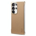 Per Samsung Galaxy S25 Ultra 5G Denior A20 Custodia per telefono MagSafe senza cornice in vera pelle Litchi Texture (cachi)