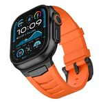 Per Apple Watch Ultra / Ultra 2 49mm Cinturino per orologio in fluorogomma con fibbia in acciaio inossidabile (arancione nero)
