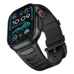Per Apple Watch Ultra / Ultra 2 49mm Cinturino per orologio in fluorogomma con fibbia in acciaio inossidabile (nero nero)