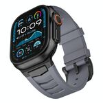 Per Apple Watch Ultra / Ultra 2 49mm Cinturino per orologio in fluorogomma con fibbia in acciaio inossidabile (grigio nero)