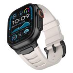 Per Apple Watch Ultra / Ultra 2 49mm Cinturino per orologio in fluorogomma con fibbia in acciaio inossidabile (nero Starlight)