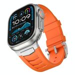 Per Apple Watch Ultra / Ultra 2 49mm Cinturino per orologio in fluorogomma con fibbia in acciaio inossidabile (arancione argento)