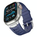Per Apple Watch Ultra / Ultra 2 49mm Cinturino per orologio in fluorogomma con fibbia in acciaio inossidabile (blu argento)