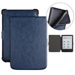 Per Pocketbook B606 628 633 632 627 616 Custodia per tablet intelligente in pelle TPU con texture Crazy Horse (blu scuro)