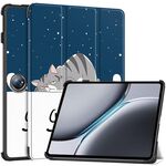 Per OnePlus Pad 2 Custodia per tablet in pelle intelligente con supporto a 3 pieghe Custer Painted (Lazy Cat)