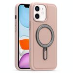 Per iPhone 11 Silver Shield MagSafe Holder Custodia antiurto per telefono (rosa)