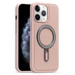Per iPhone 11 Pro Max Silver Shield MagSafe Holder Custodia antiurto per telefono (rosa)
