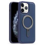 Per iPhone 11 Pro Max Silver Shield MagSafe Holder Custodia antiurto per telefono (blu scuro)