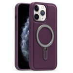 Per iPhone 11 Pro Max Silver Shield MagSafe Holder Custodia antiurto per telefono (viola)