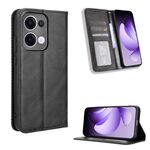 Per OPPO Reno13 5G Global Magnetic Buckle Retro Texture Custodia in Pelle per Telefono (Nero)