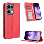 Custodia in pelle con texture retrò e fibbia magnetica globale per OPPO Reno13 5G (rosso)