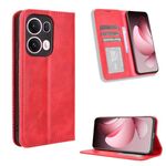 Custodia in pelle con texture retrò e fibbia magnetica globale per OPPO Reno13 Pro 5G (rosso)