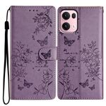 Per OPPO Reno13 Pro Custodia per telefono in pelle con farfalle e fiori globali (viola)