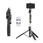 Lenovo Thinkplus H18B Flagship Selfie Stick Bluetooth in acciaio inossidabile con doppia luce di riempimento, 1,8 m (nero)