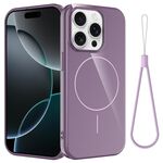 Per iPhone 14 Pro Custodia per telefono antiurto in TPU lucido MagSafe con cordino (viola)