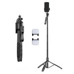 Lenovo Thinkplus H18L Premium Edition Bastone per selfie Bluetooth in lega di alluminio con doppia luce di riempimento, 1,8 m (nero)