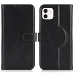 Per iPhone 11 Custodia per telefono MagSafe in vera pelle con portafoglio per carte (nero)