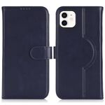 Per iPhone 11 Custodia per telefono MagSafe in vera pelle con portafoglio per carte (blu scuro)