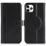 Per iPhone 11 Pro Max Custodia per telefono MagSafe in vera pelle con portafoglio per carte (nero)