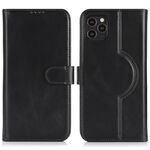 Per iPhone 12 / 12 Pro Custodia per telefono MagSafe in vera pelle con portafoglio per carte (nero)