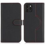 Per iPhone 12 / 12 Pro Custodia per telefono MagSafe in vera pelle con portafoglio per carte (nero litchi)