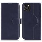 Per iPhone 14 Pro Custodia per telefono MagSafe in vera pelle con portafoglio per carte (blu scuro)