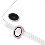 Per iPhone 16e ENKAY Hat-Prince Glitter Obiettivo della fotocamera posteriore Anello in lega di alluminio Pellicola in vetro temperato (rosa)