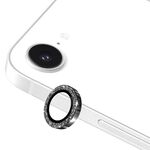 Per iPhone 16e ENKAY Hat-Prince Glitter Obiettivo della fotocamera posteriore Anello in lega di alluminio Pellicola in vetro temperato (nero)