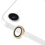 Per iPhone 16e ENKAY Hat-Prince Glitter Obiettivo della fotocamera posteriore Anello in lega di alluminio Pellicola in vetro temperato (oro)