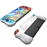 Per Switch OLED Console TPU Custodia protettiva integrata con 2 slot per schede di gioco (bianco)