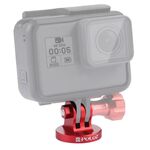 Adattatore CNC per montaggio su treppiede con foro per vite da 1/4 di pollice PULUZ per GoPro, Insta360, DJI e altre action camera (rosso)