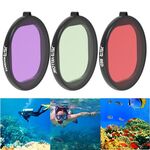 JSR Round Housing Diving 3 in 1 Filtro lente rosso + giallo + viola per GoPro HERO8 Black