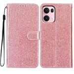 Per OPPO Reno13 Pro Custodia per telefono in pelle con glitter globale (oro rosa)