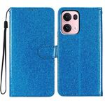 Per OPPO Reno13 Pro Custodia per telefono in pelle con glitter globale (blu)