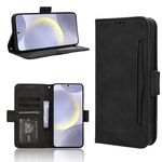 Per Samsung Galaxy S25 5G Custodia in pelle con slot per schede e texture in vitello (nero)
