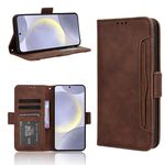 Per Samsung Galaxy S25 5G Custodia in pelle con texture in vitello e slot per schede (marrone)
